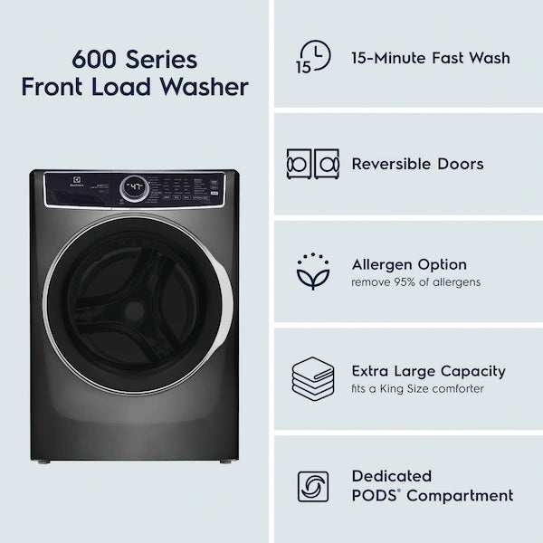Electrolux 600 Series Front Load Washer with SmartBoost® – 4.5 Cu. Ft. – Powerful Cleaning with Advanced Stain Removal