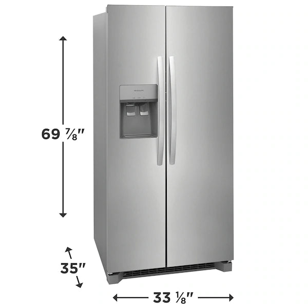 Frigidaire 22 Cu. Ft. 33" Standard-Depth Side-by-Side Refrigerator – Compact Design, Maximum Storage, and Reliable Cooling