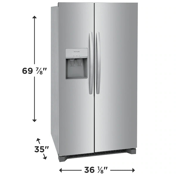 Frigidaire 26 Cu. Ft. 36" Standard-Depth Side-by-Side Refrigerator – Spacious, Efficient, and Designed for Everyday Convenience