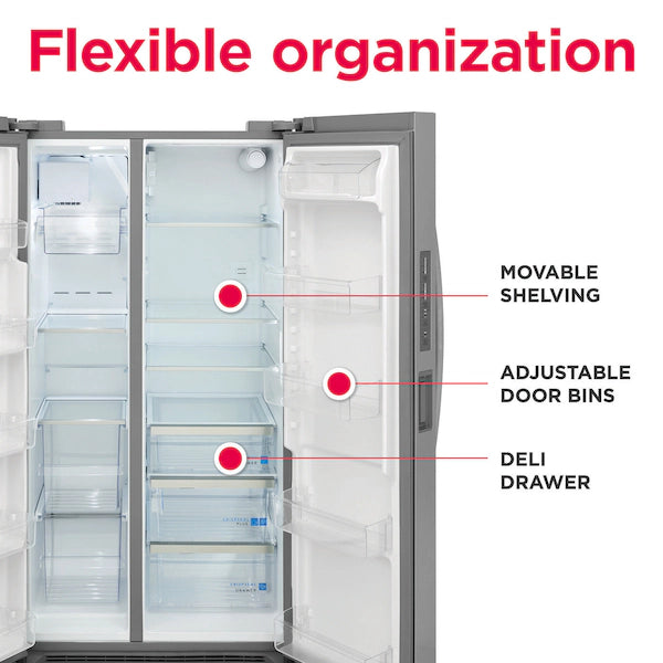 Frigidaire Gallery 26 Cu. Ft. 36" Standard-Depth Side-by-Side Refrigerator – Spacious, Stylish, and Built for Freshness