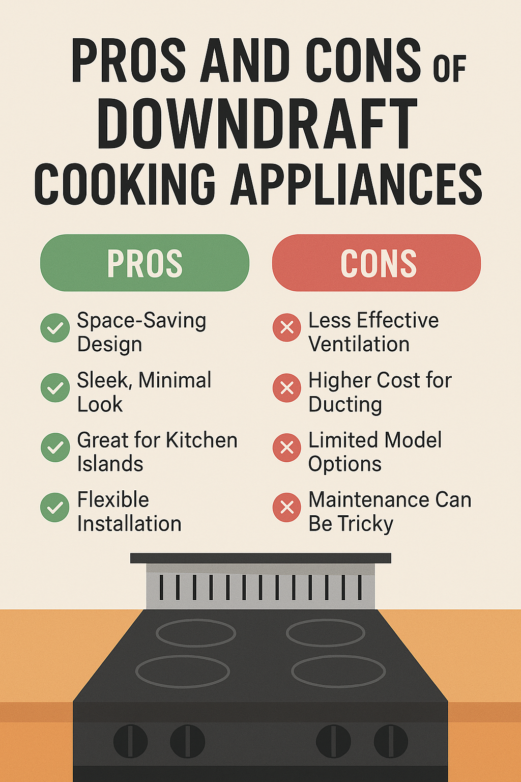 The Pros and Cons of Downdraft Cooking Appliances