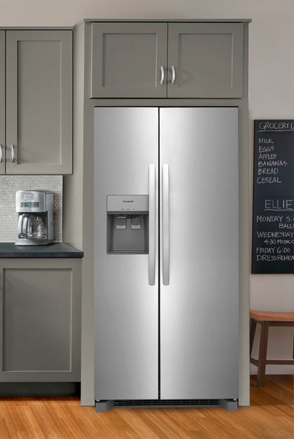 Frigidaire 22 Cu. Ft. 33" Standard-Depth Side-by-Side Refrigerator – Compact Design, Maximum Storage, and Reliable Cooling