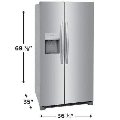 Frigidaire 26 Cu. Ft. 36" Standard-Depth Side-by-Side Refrigerator – Spacious, Efficient, and Designed for Everyday Convenience