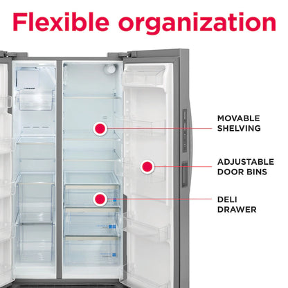 Frigidaire Gallery 26 Cu. Ft. 36" Standard-Depth Side-by-Side Refrigerator – Spacious, Stylish, and Built for Freshness